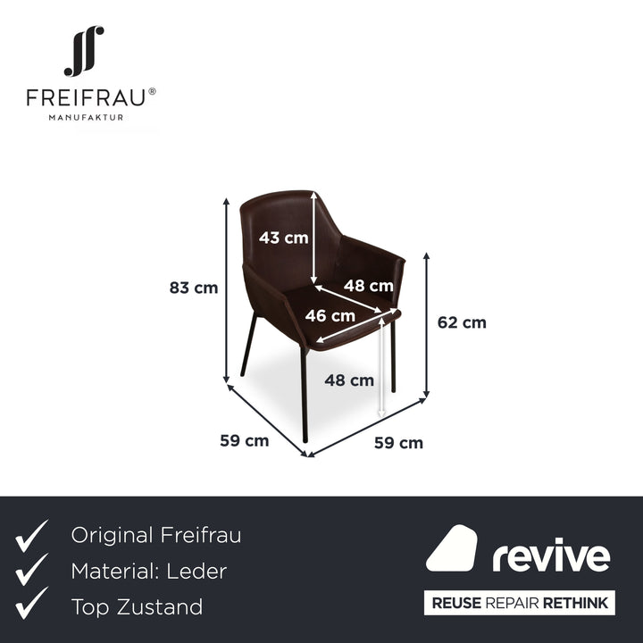 6er Garnitur Freifrau Grace Arm Chair Leder Stuhl Braun