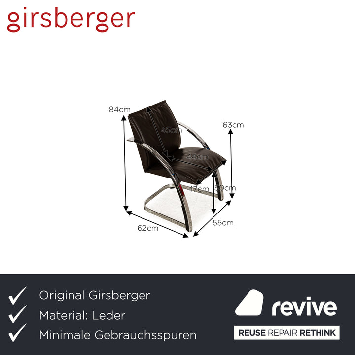 6er Garnitur Girsberger Leder Stuhl Braun Freischwinger Vintage