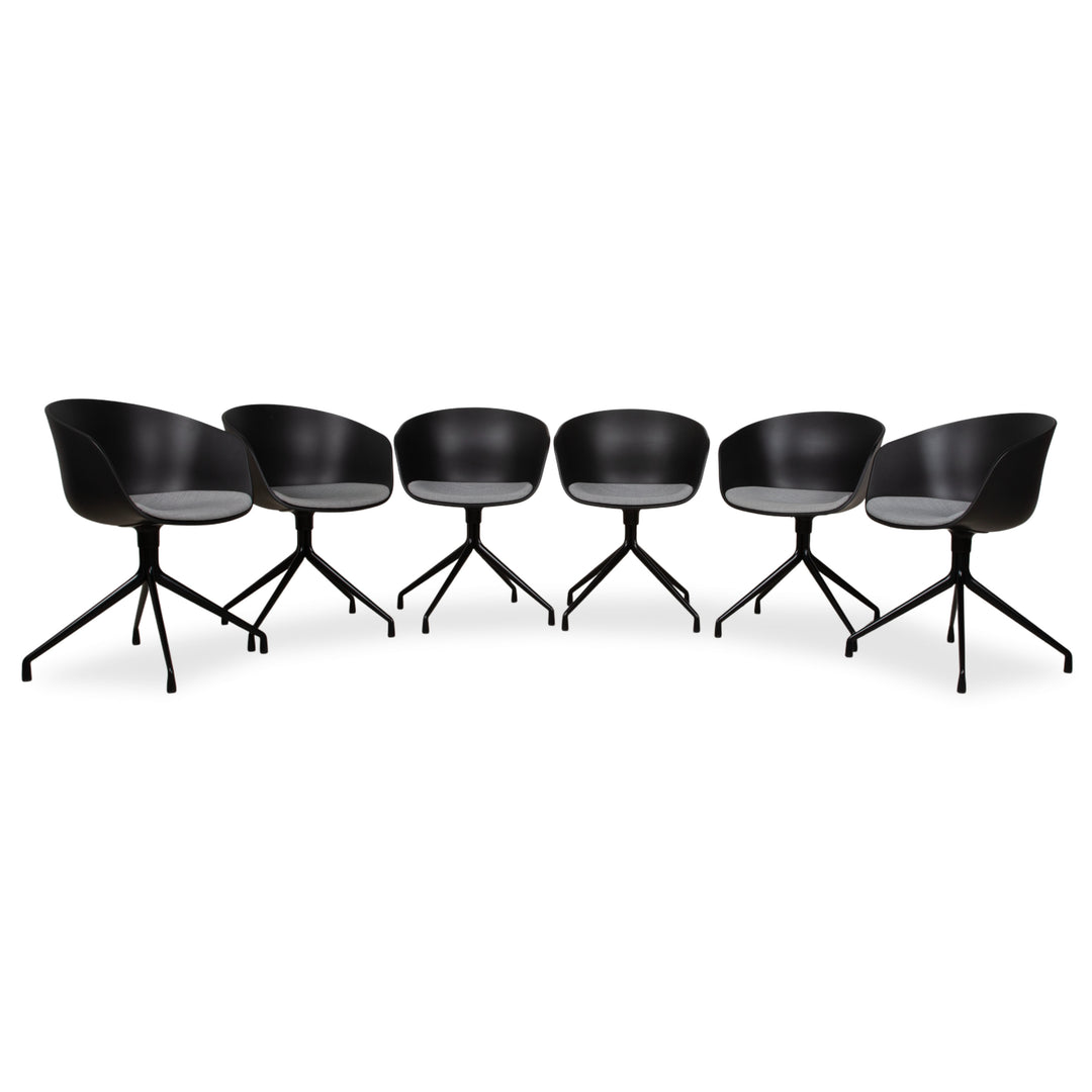 6er Garnitur Hay AAC20 Kunststoff Stuhl Grau Schwarz manuelle Funktion
