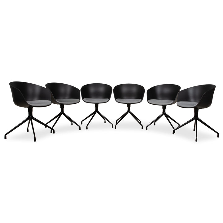 6er Garnitur Hay AAC20 Kunststoff Stuhl Grau Schwarz manuelle Funktion