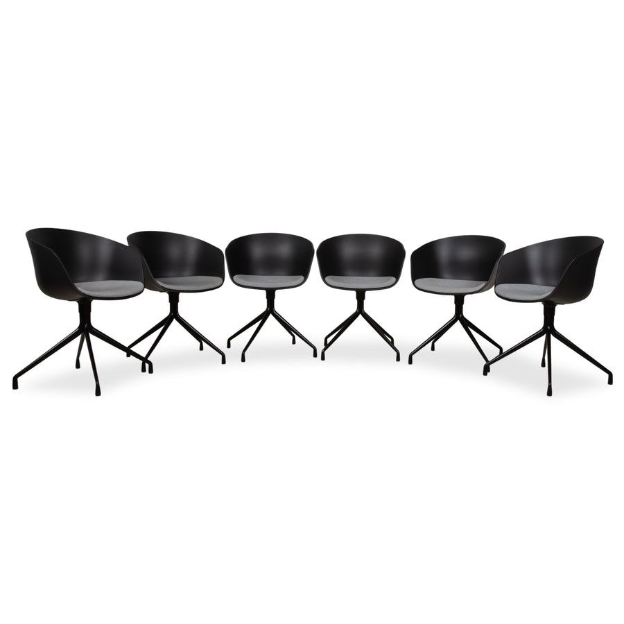 6er Garnitur Hay AAC20 Kunststoff Stuhl Grau Schwarz manuelle Funktion