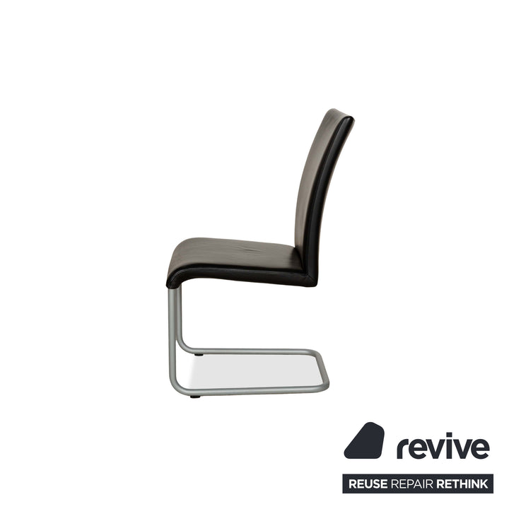 Lot de 6 chaises en cuir Hülsta D27, noir