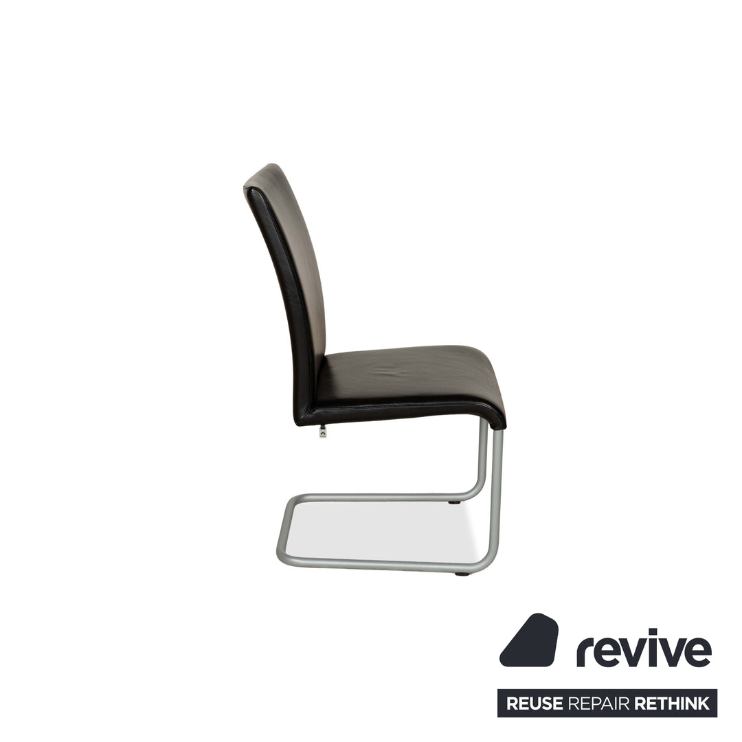 Lot de 6 chaises en cuir Hülsta D27, noir
