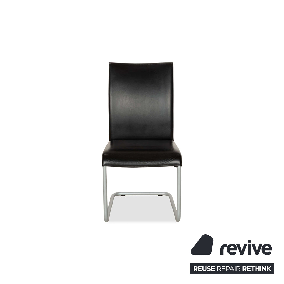 Lot de 6 chaises en cuir Hülsta D27, noir