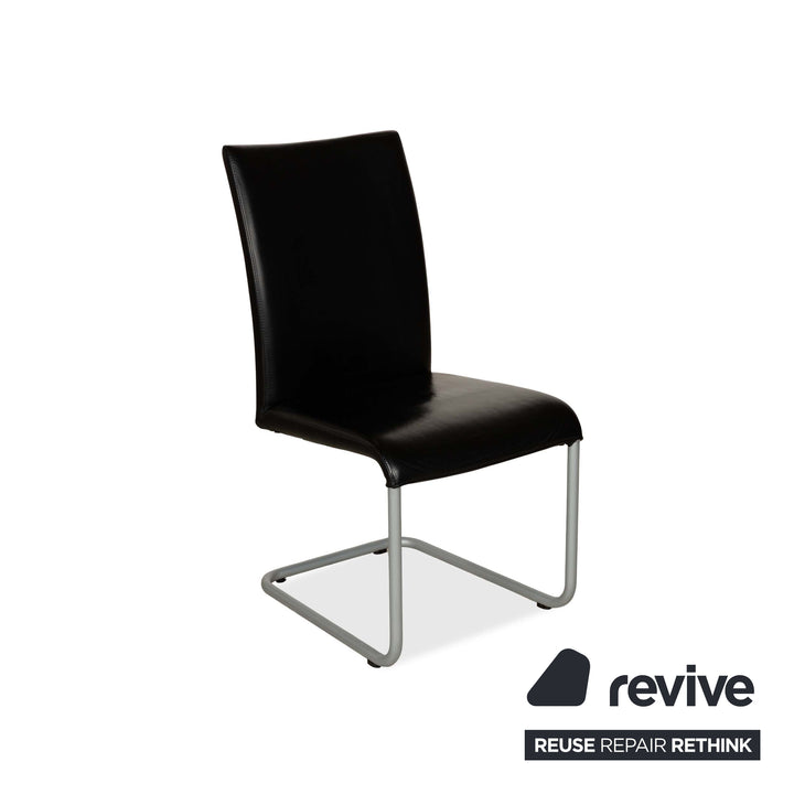 Lot de 6 chaises en cuir Hülsta D27, noir