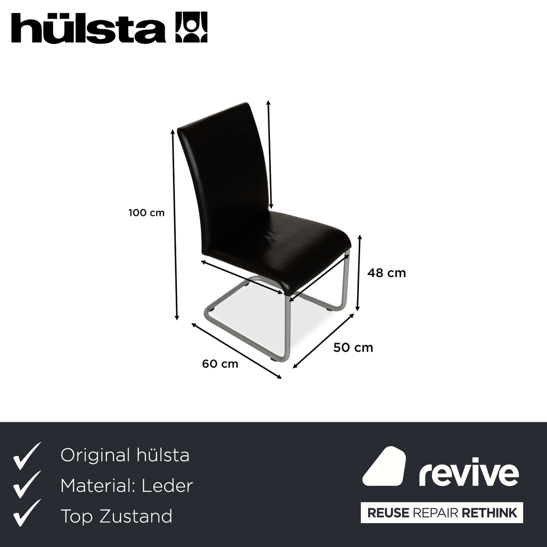 Lot de 6 chaises en cuir Hülsta D27, noir