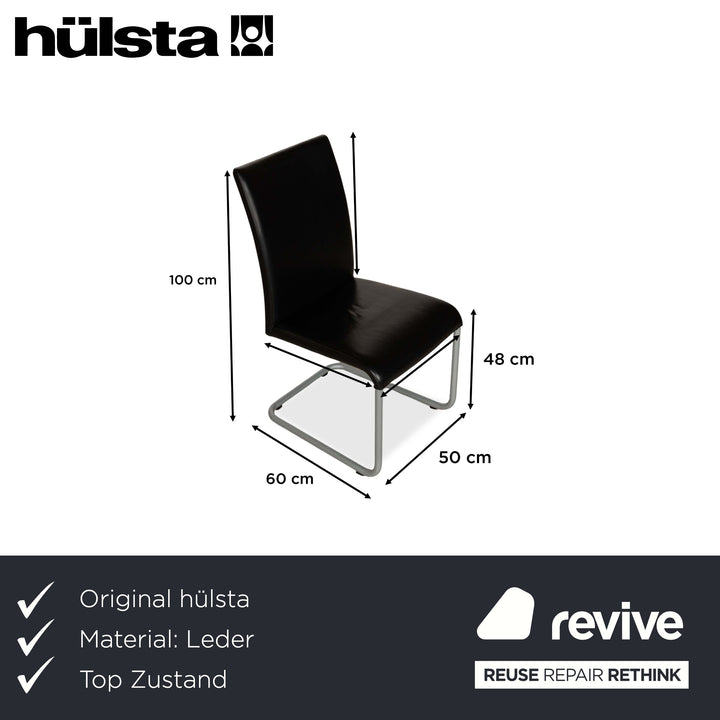 Lot de 6 chaises en cuir Hülsta D27, noir