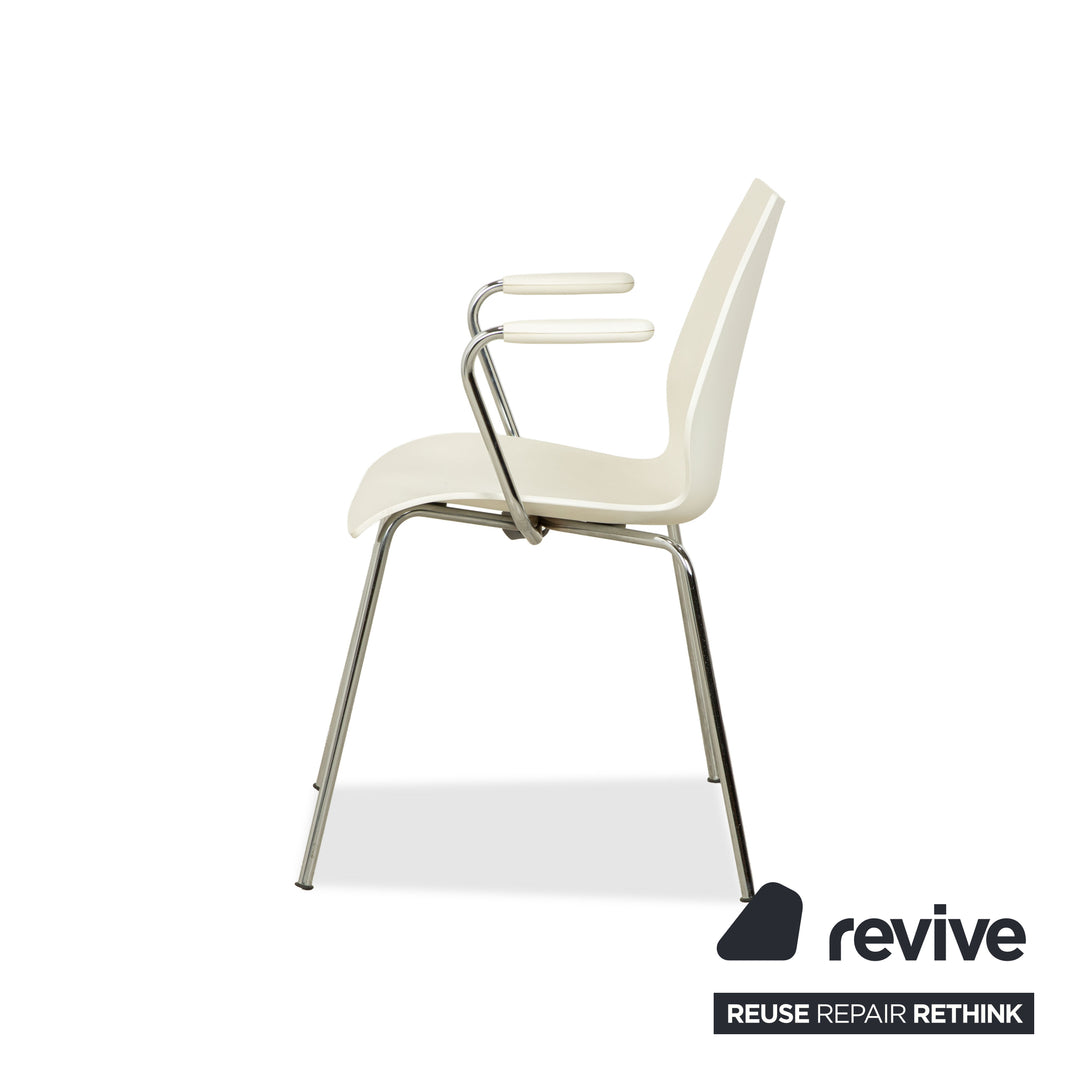 6er Garnitur Kartell Maui Stuhl Kunststoff Weiß Armlehnen