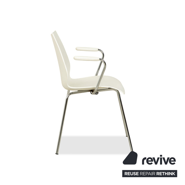 6er Garnitur Kartell Maui Stuhl Kunststoff Weiß Armlehnen