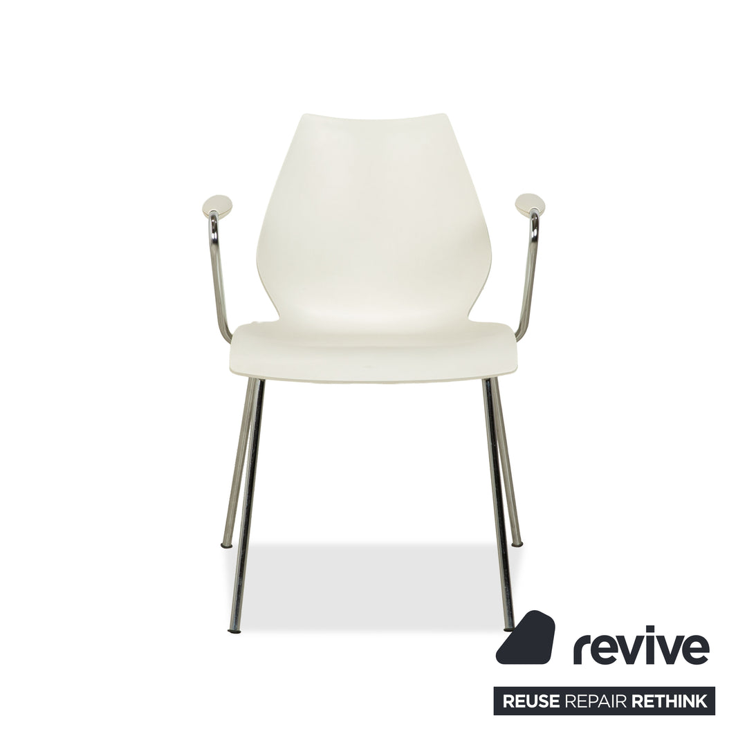 6er Garnitur Kartell Maui Stuhl Kunststoff Weiß Armlehnen