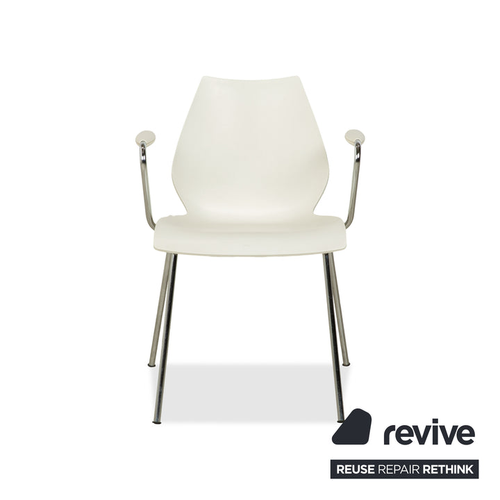 6er Garnitur Kartell Maui Stuhl Kunststoff Weiß Armlehnen