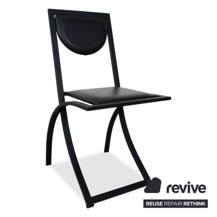 6er Garnitur KFF Cosinus Leder Stuhl Schwarz