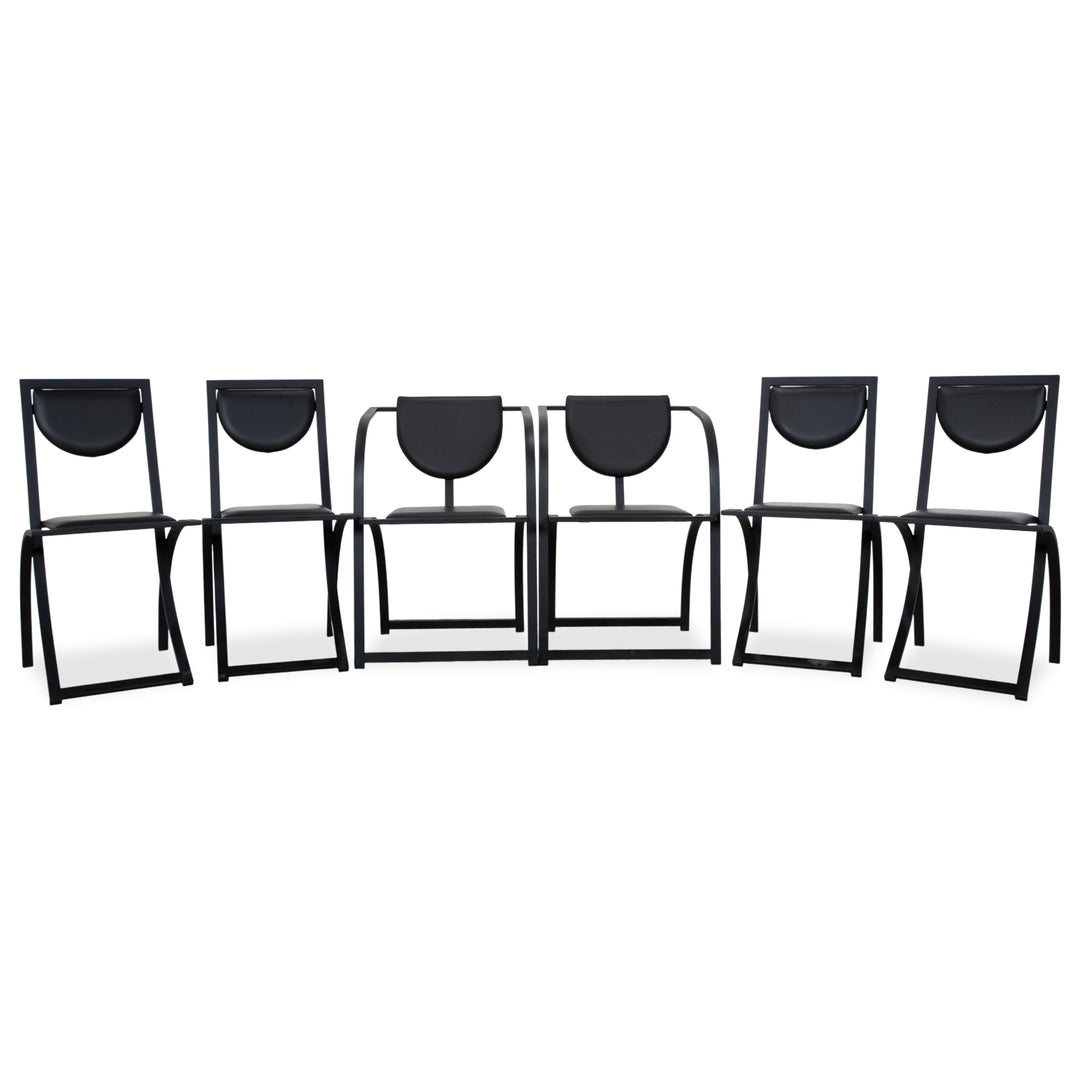 Ensemble de 6 chaises KFF Cosinus en cuir noir