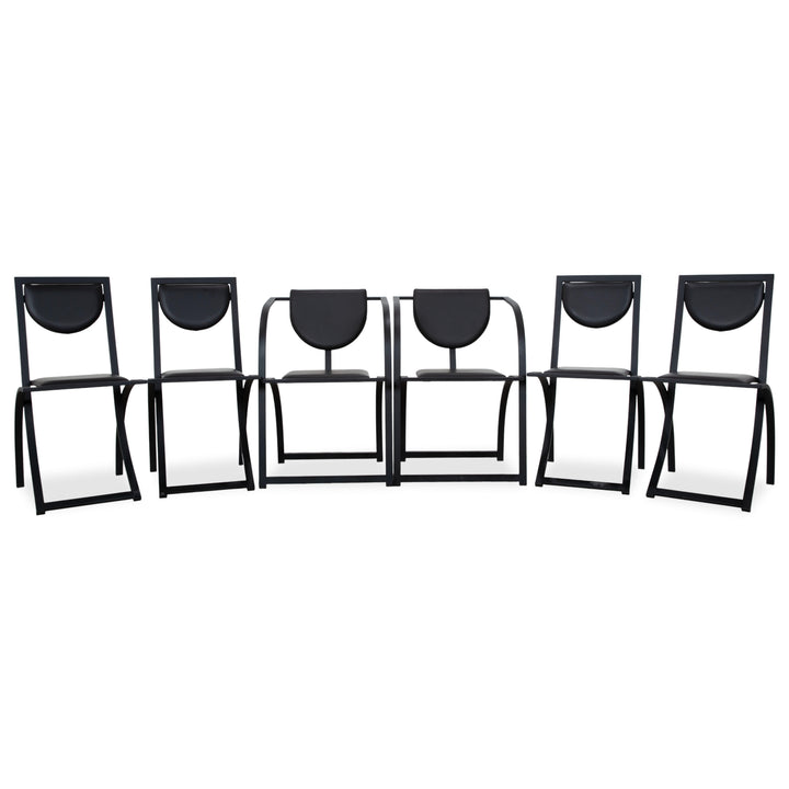 Ensemble de 6 chaises KFF Cosinus en cuir noir