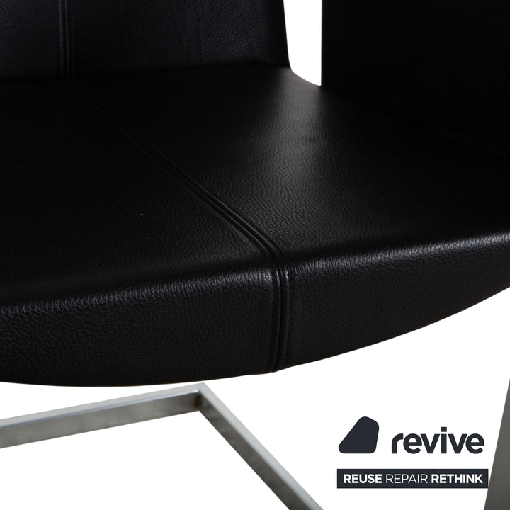 Ensemble de 6 chaises cantilever KFF en cuir et métal, noires
