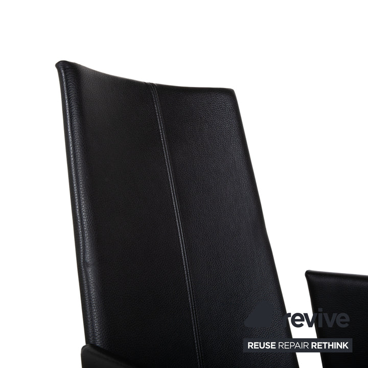 Ensemble de 6 chaises cantilever KFF en cuir et métal, noires