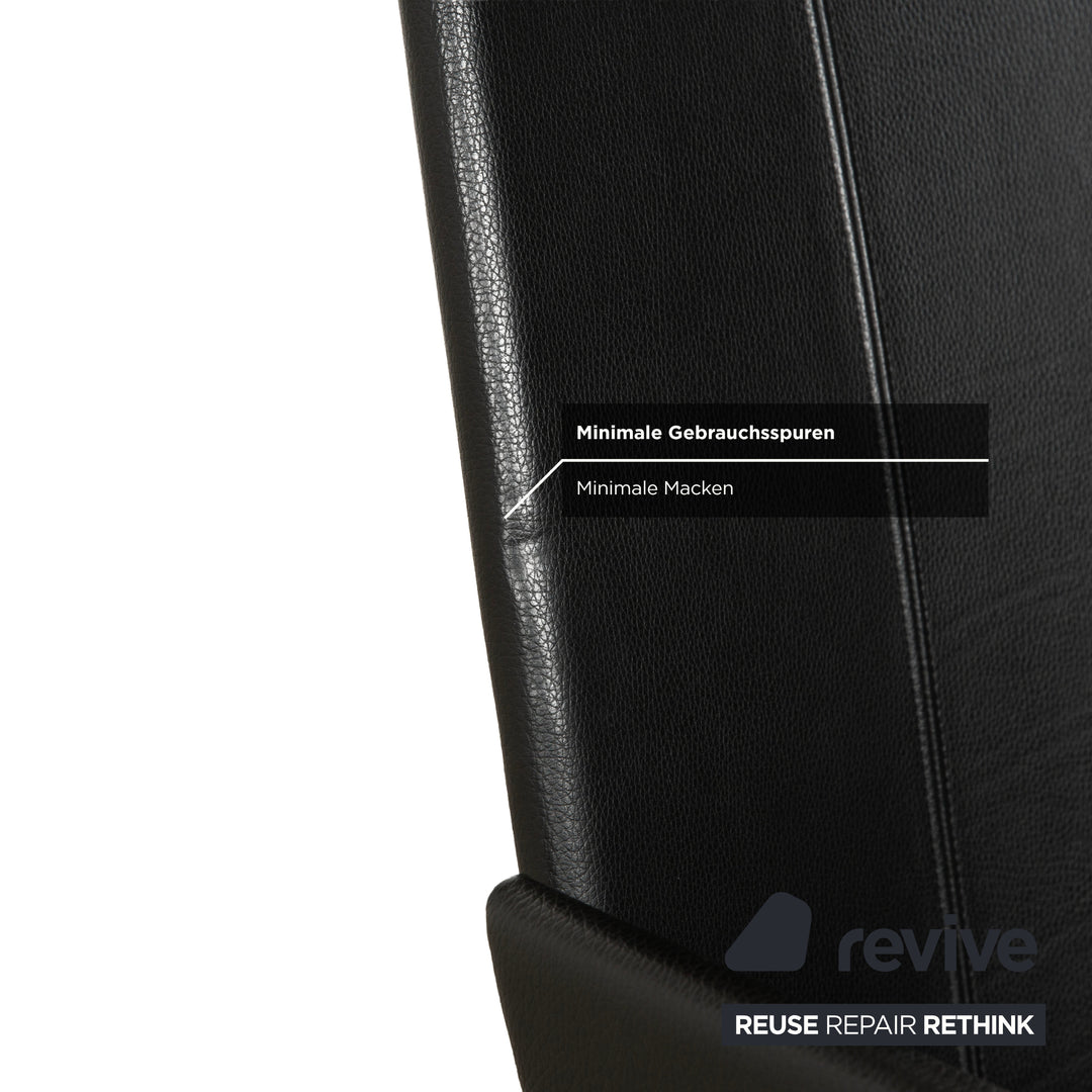 Set of 6 KFF leather and metal cantilever chairs, black