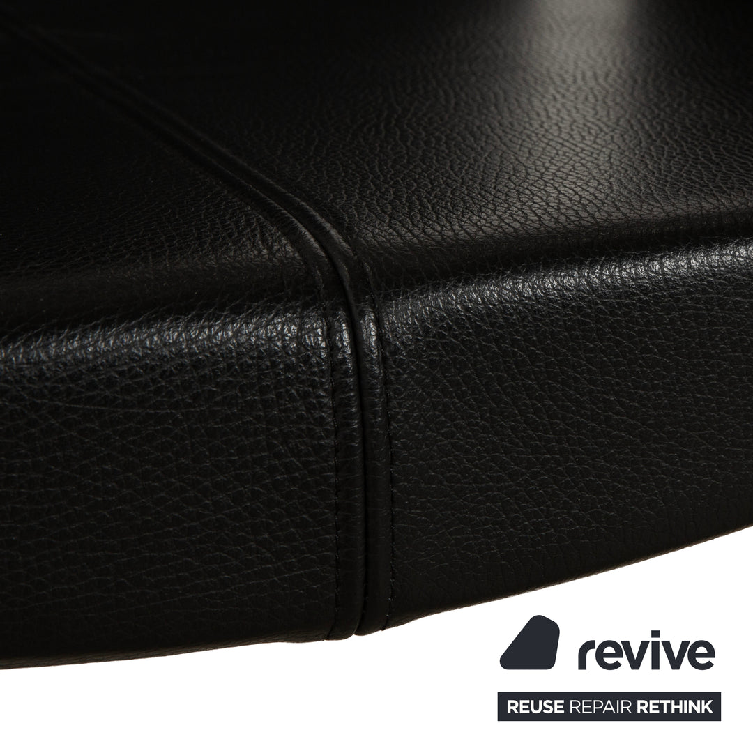 Set of 6 KFF leather and metal cantilever chairs, black