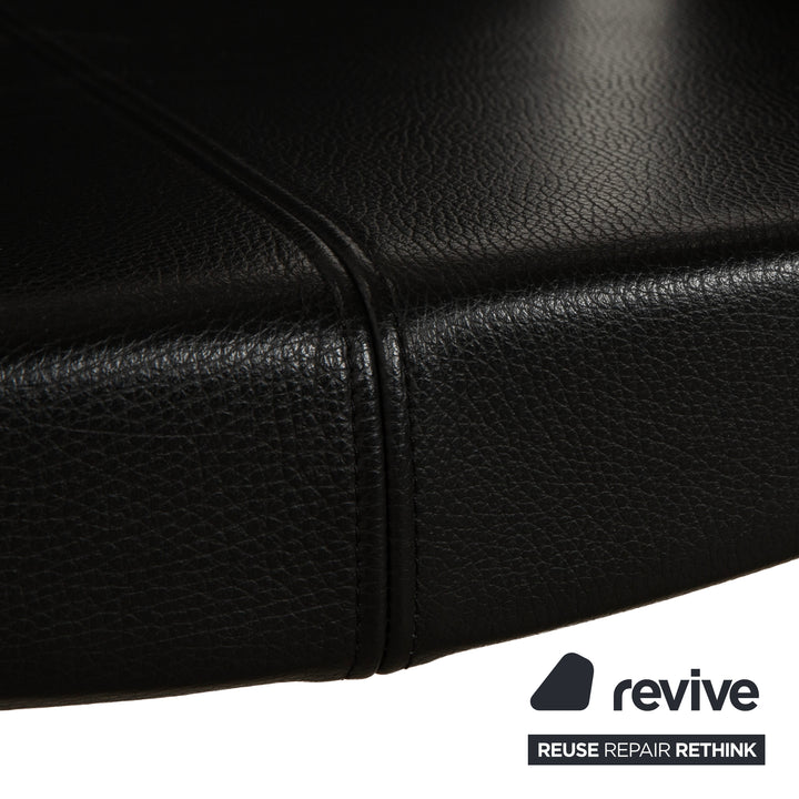 Set of 6 KFF leather and metal cantilever chairs, black