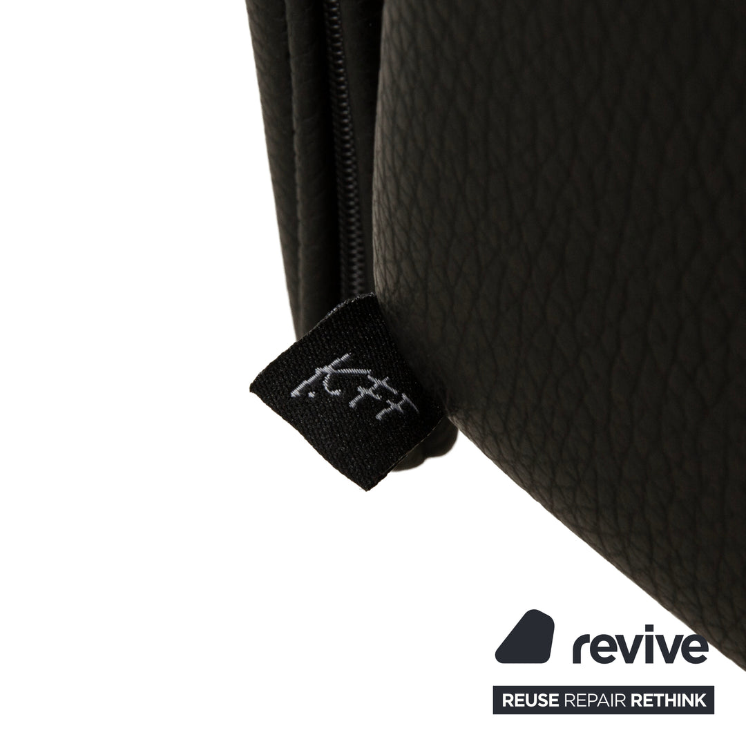 Set of 6 KFF leather and metal cantilever chairs, black