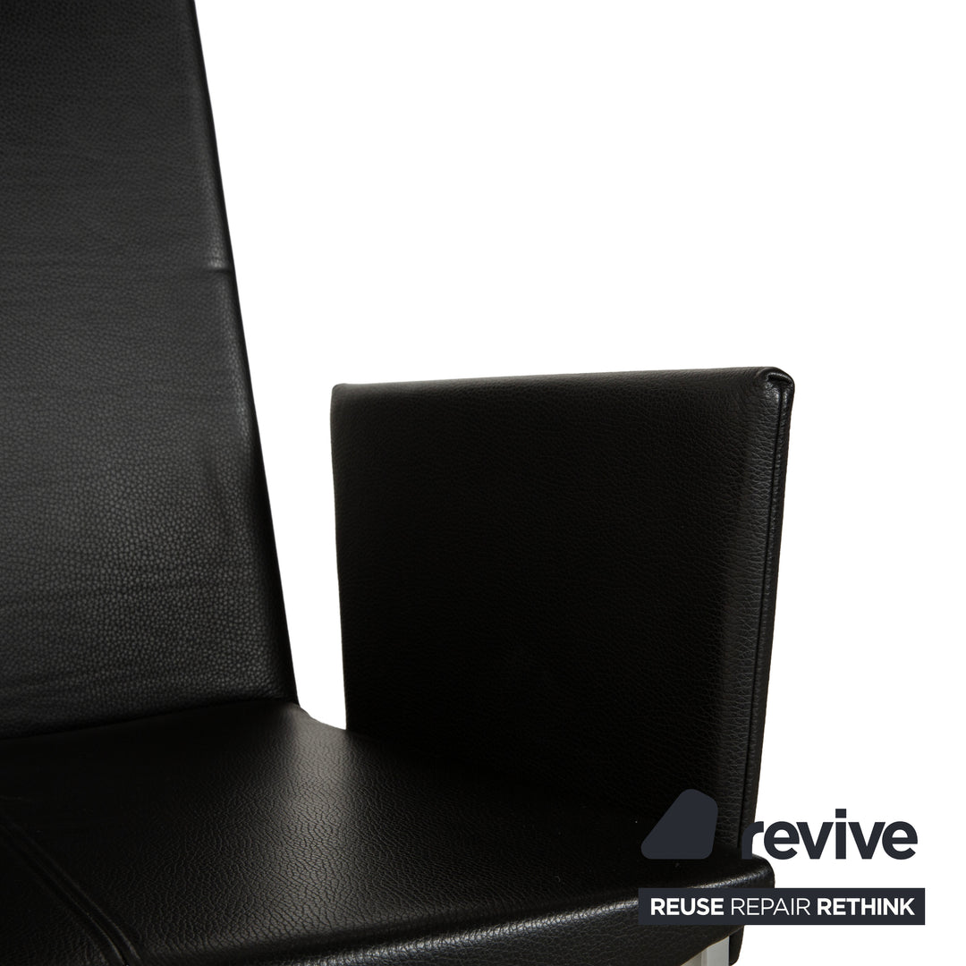 Set of 6 KFF leather and metal cantilever chairs, black