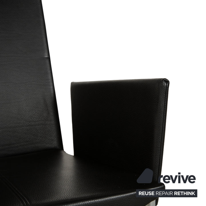 Set of 6 KFF leather and metal cantilever chairs, black