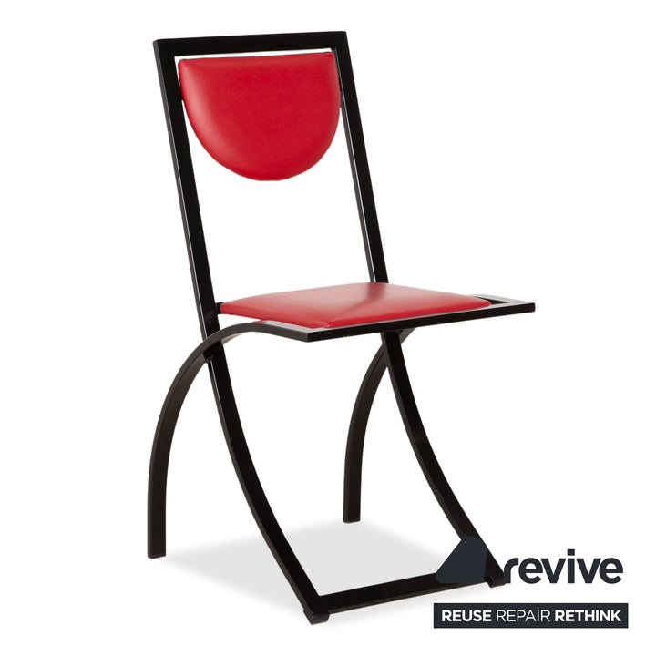6er Garnitur KFF Sinus Cosinus Leder Stuhl Blau Rot