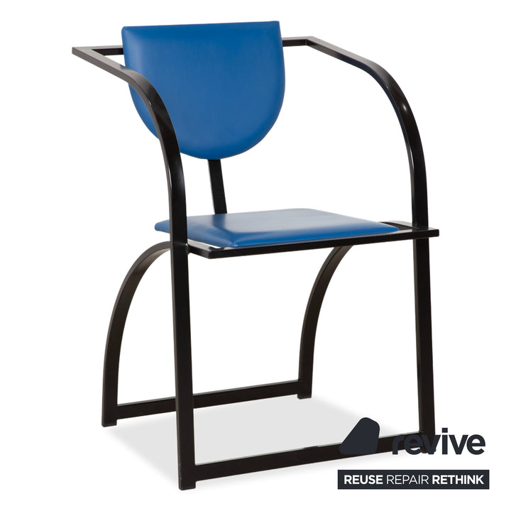 Set of 6 KFF Sinus Cosinus Leather Chairs Blue Red