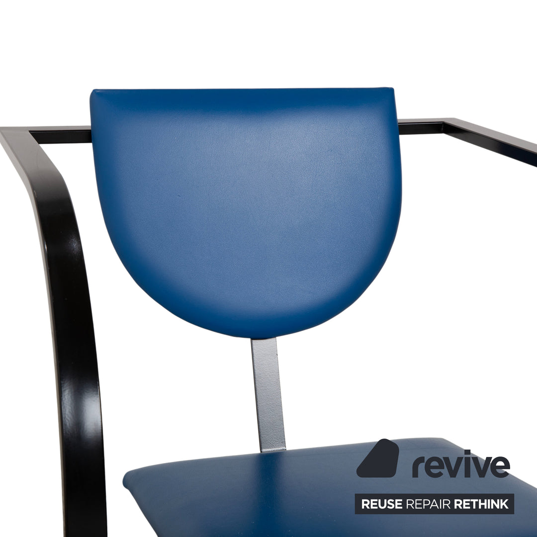 Set of 6 KFF Sinus Cosinus Leather Chairs Blue Red
