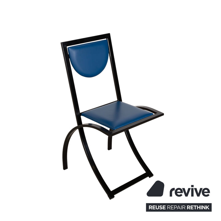 Set of 6 KFF Sinus Cosinus Leather Chairs Blue Red