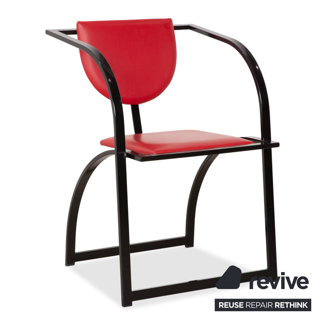 Set of 6 KFF Sinus Cosinus Leather Chairs Blue Red