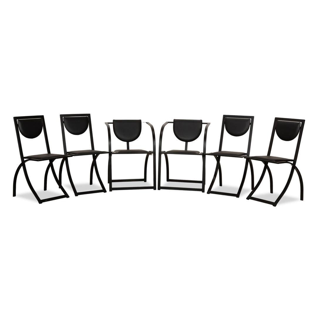 Lot de 6 chaises KFF Sinus en cuir noir
