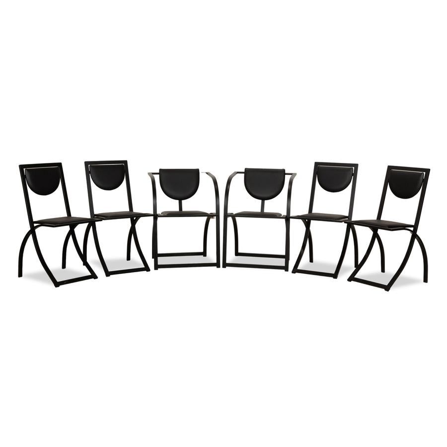 Set of 6 KFF Sinus leather chairs, black