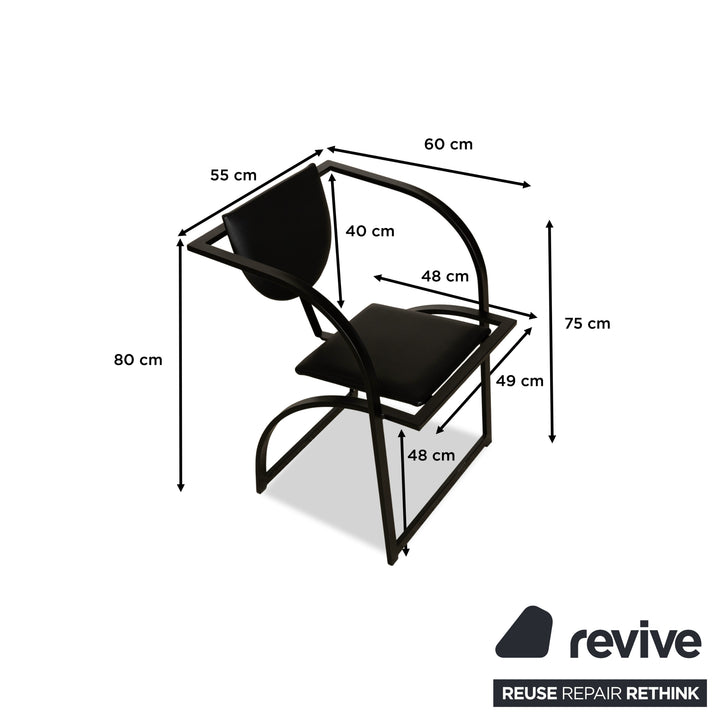 Set of 6 KFF Sinus leather chairs, black