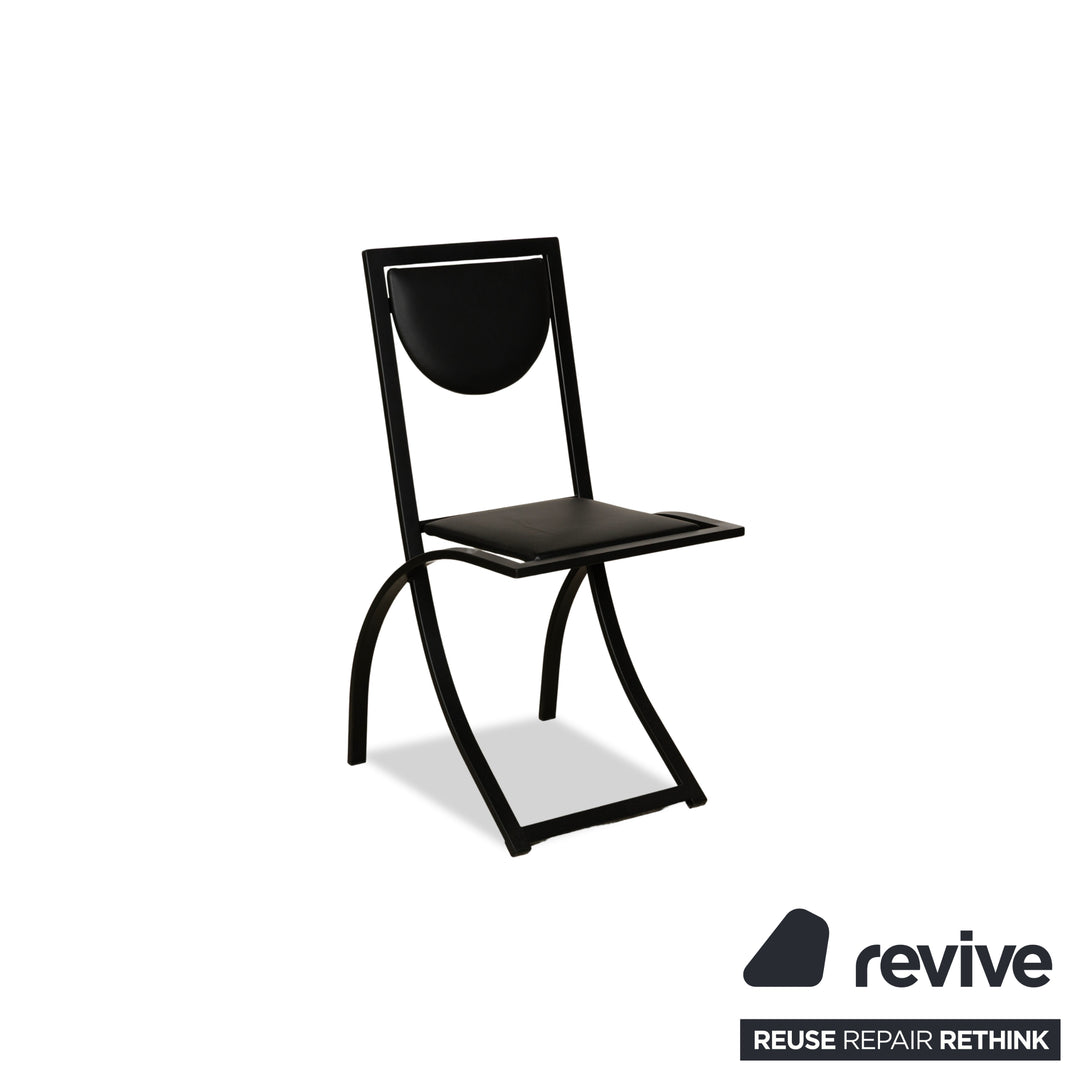 Set of 6 KFF Sinus leather chairs, black