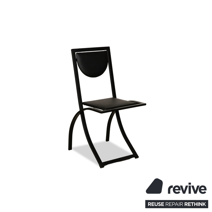 Set of 6 KFF Sinus leather chairs, black