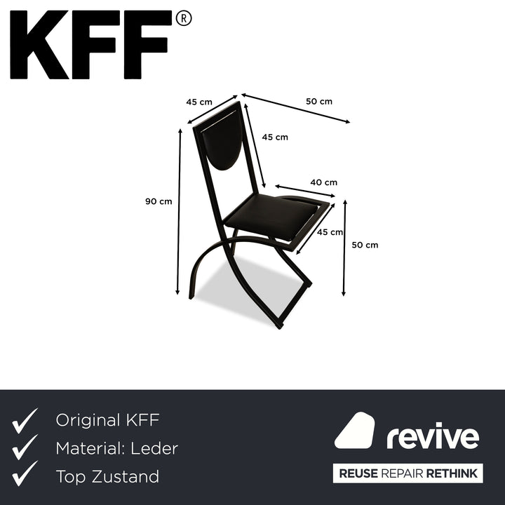 Set of 6 KFF Sinus leather chairs, black