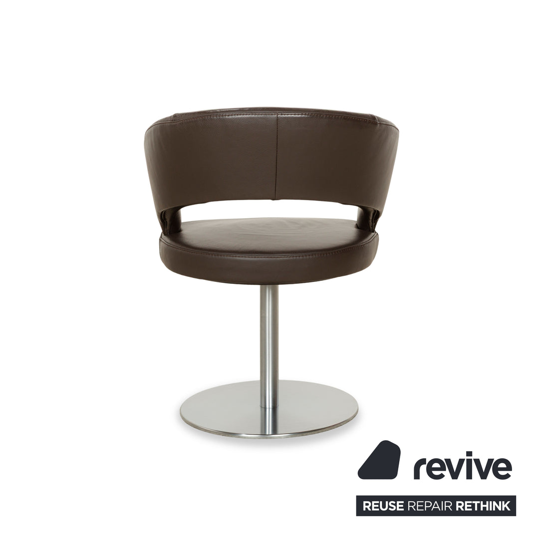 Ensemble de 6 chaises pivotantes à fonction manuelle en cuir marron Mondo Cream III de K+W