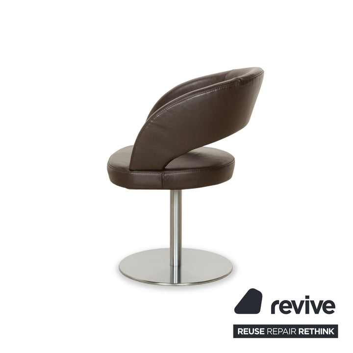 Ensemble de 6 chaises pivotantes à fonction manuelle en cuir marron Mondo Cream III de K+W
