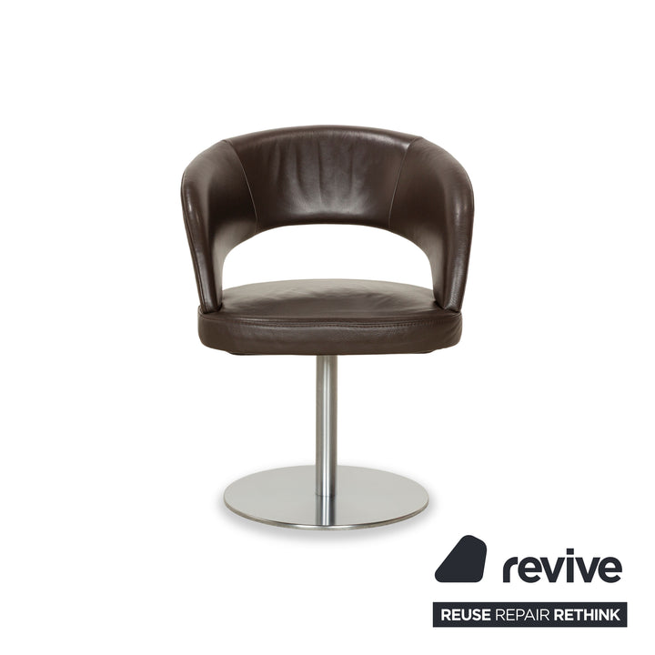 Ensemble de 6 chaises pivotantes à fonction manuelle en cuir marron Mondo Cream III de K+W