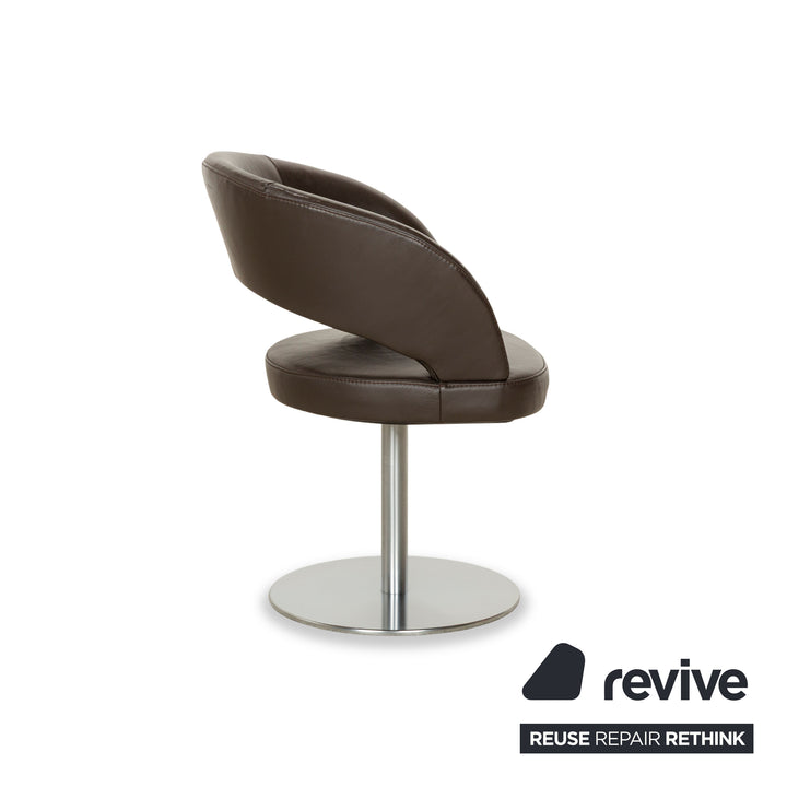 Ensemble de 6 chaises pivotantes à fonction manuelle en cuir marron Mondo Cream III de K+W