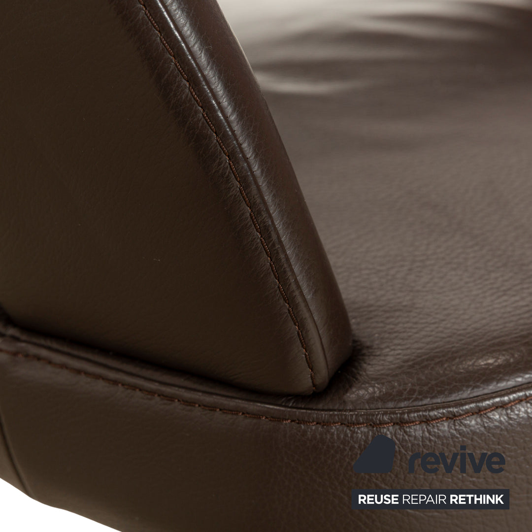 Ensemble de 6 chaises pivotantes à fonction manuelle en cuir marron Mondo Cream III de K+W
