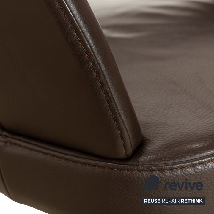 Ensemble de 6 chaises pivotantes à fonction manuelle en cuir marron Mondo Cream III de K+W