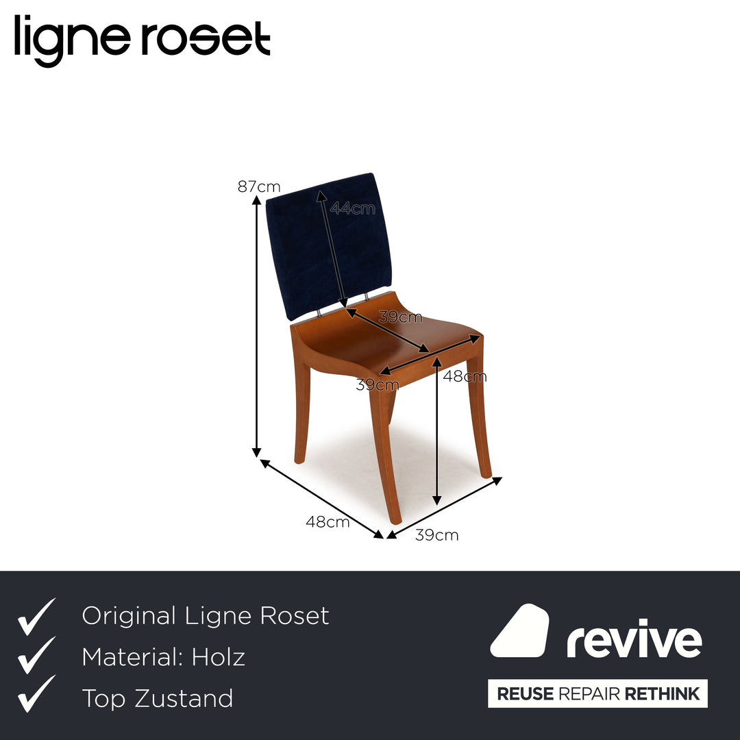 Lot de 6 chaises ligne roset Finn bois bleu