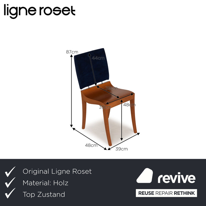 Lot de 6 chaises ligne roset Finn bois bleu