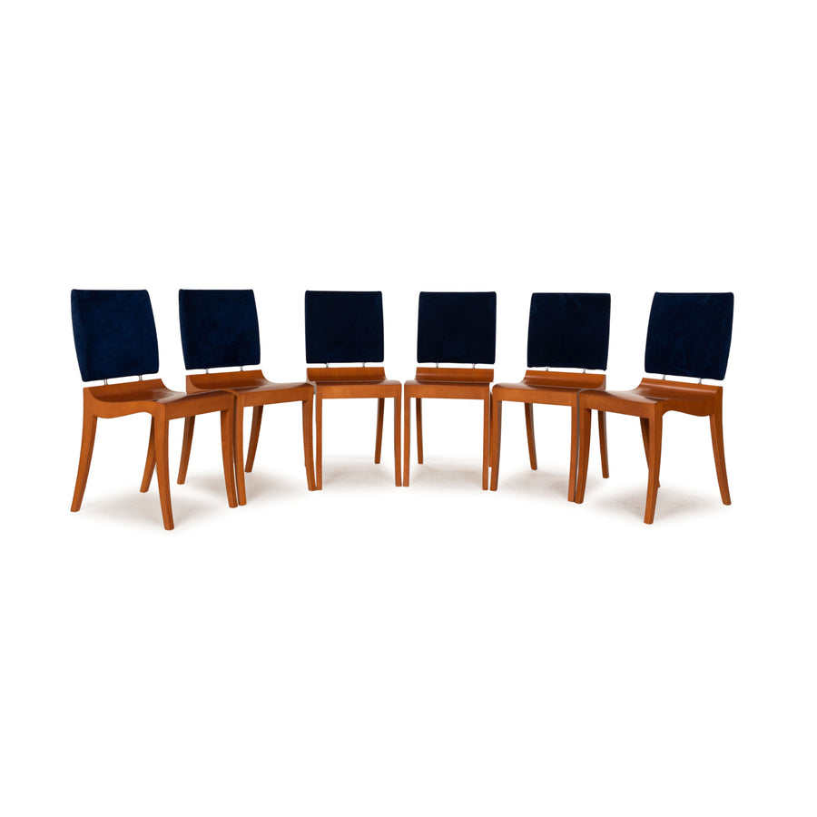 Lot de 6 chaises ligne roset Finn bois bleu