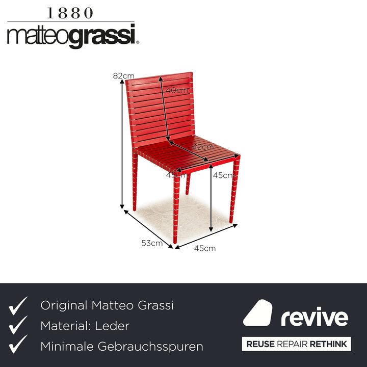 Set of 6 Matteo Grassi MM Leather Chairs Red by Jean Nouvel