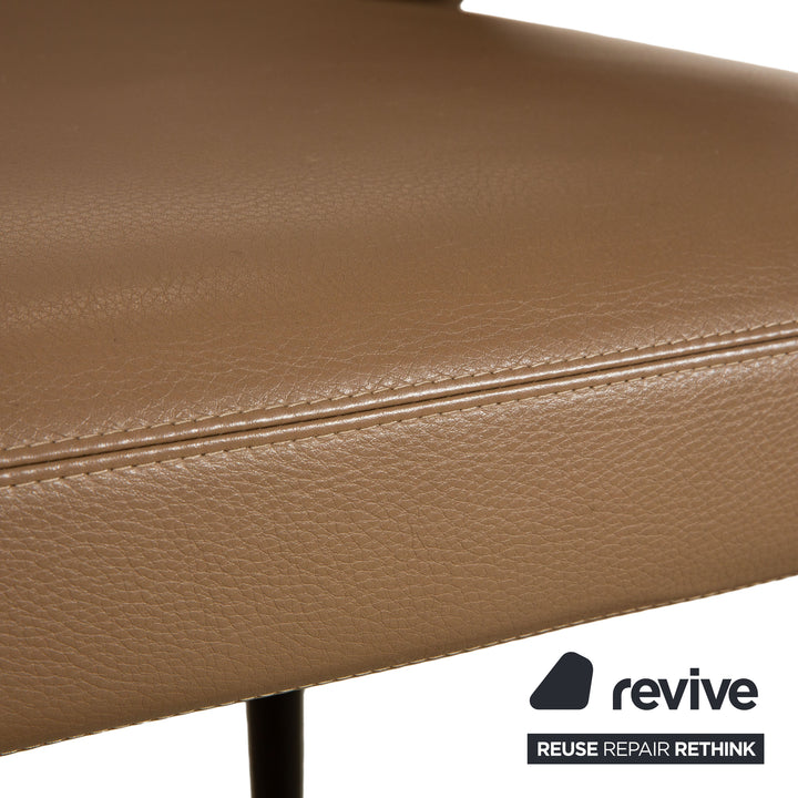 Ensemble de 6 chaises en cuir Minotti Aston, marron café, pour salle à manger.