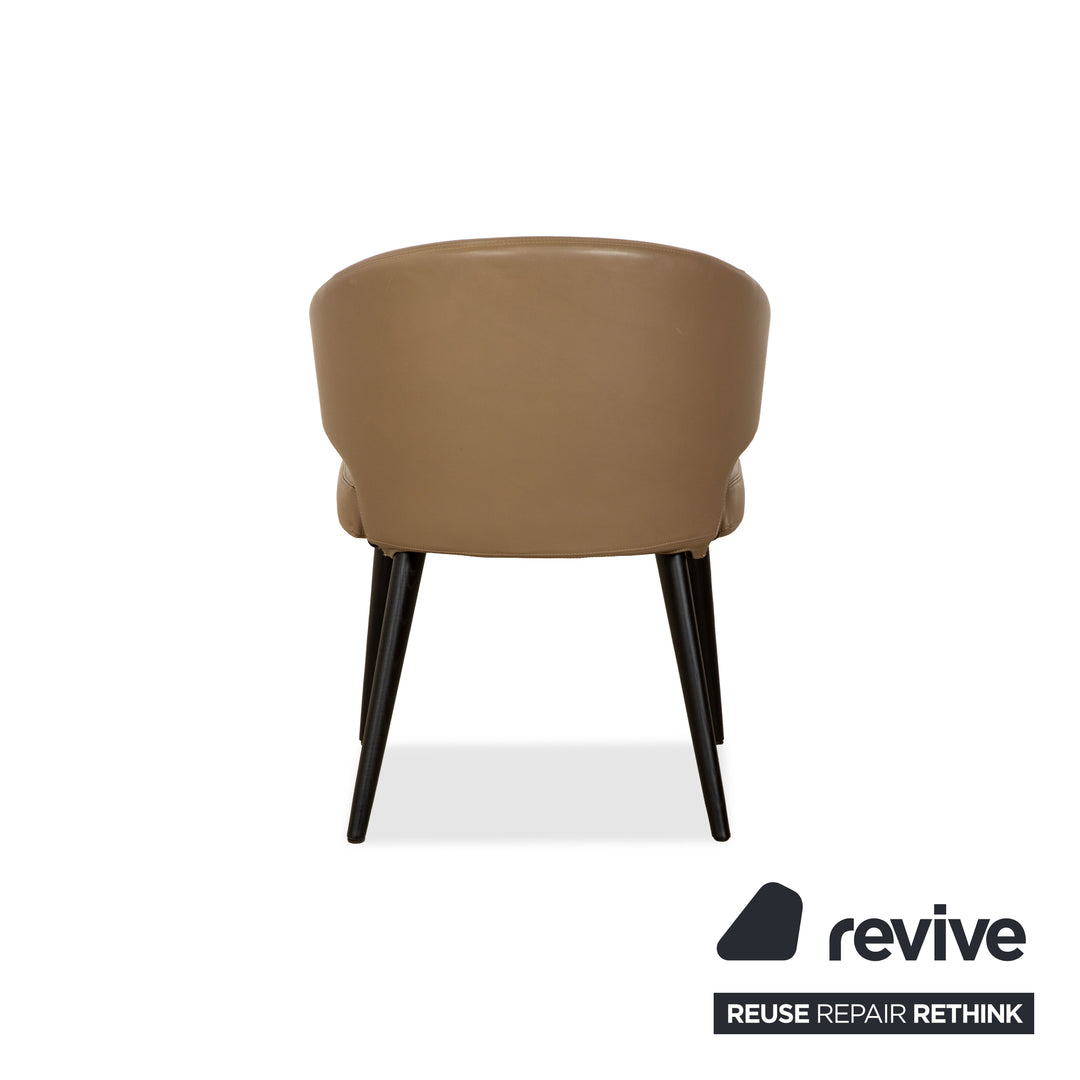 Ensemble de 6 chaises en cuir Minotti Aston, marron café, pour salle à manger.