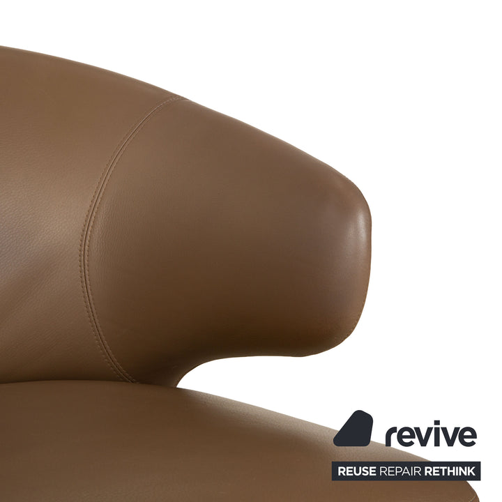 Ensemble de 6 chaises en cuir Minotti Aston, marron café, pour salle à manger.